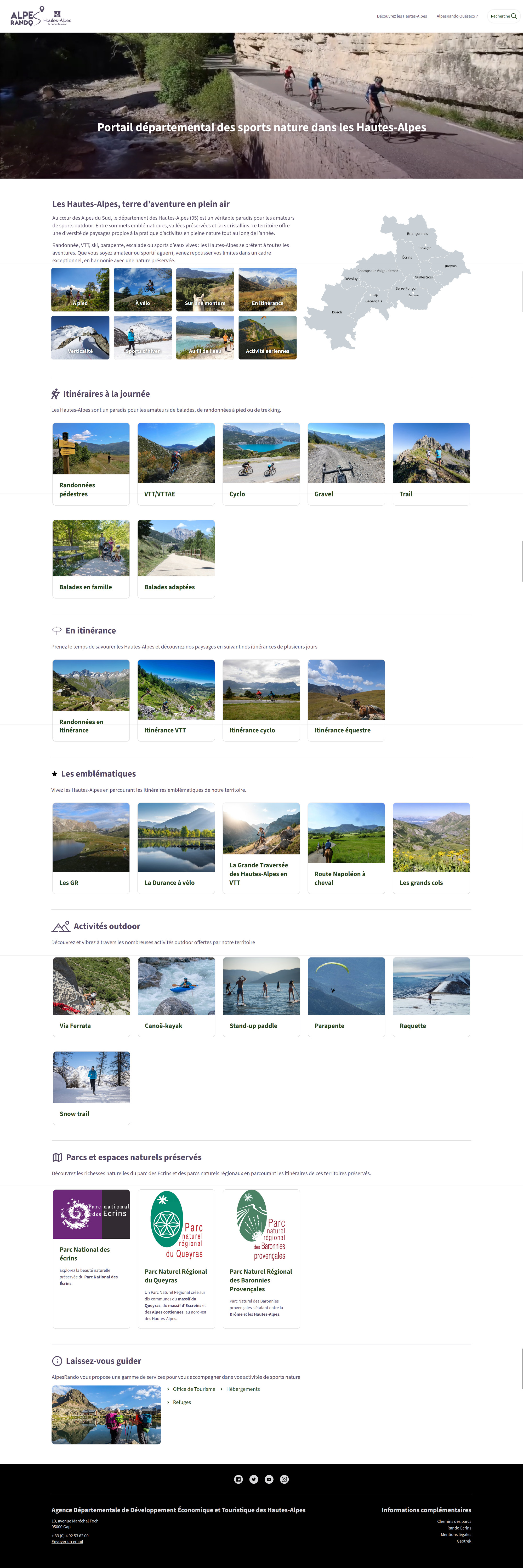 Nouvelle page d'accueil de Alpes Rando