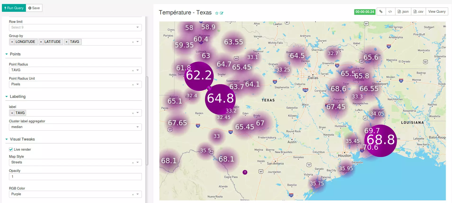 Le résultat, avec un fond de carte Mapbox