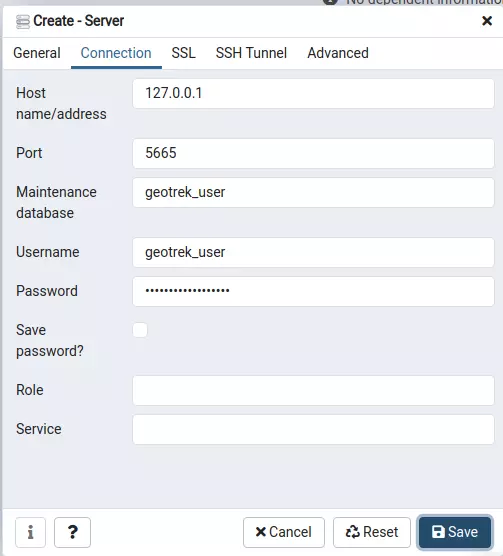 pgAdmin connexion