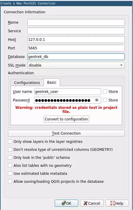 QGis connexion locale