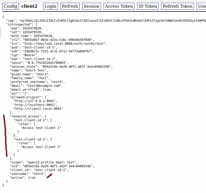 keycloak demo accesstoken user3 client2