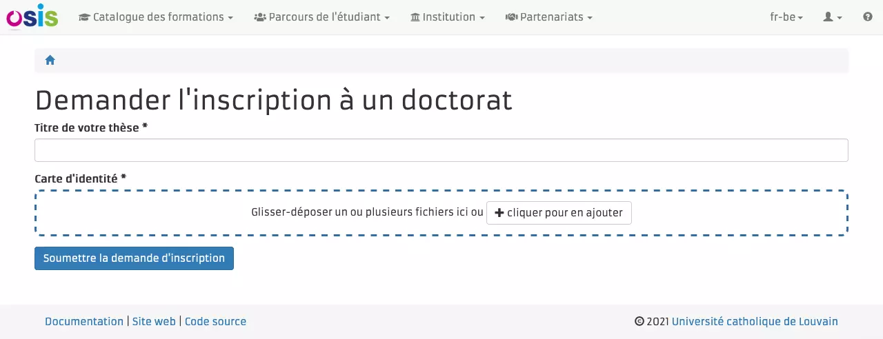 Interface d'upload de documents