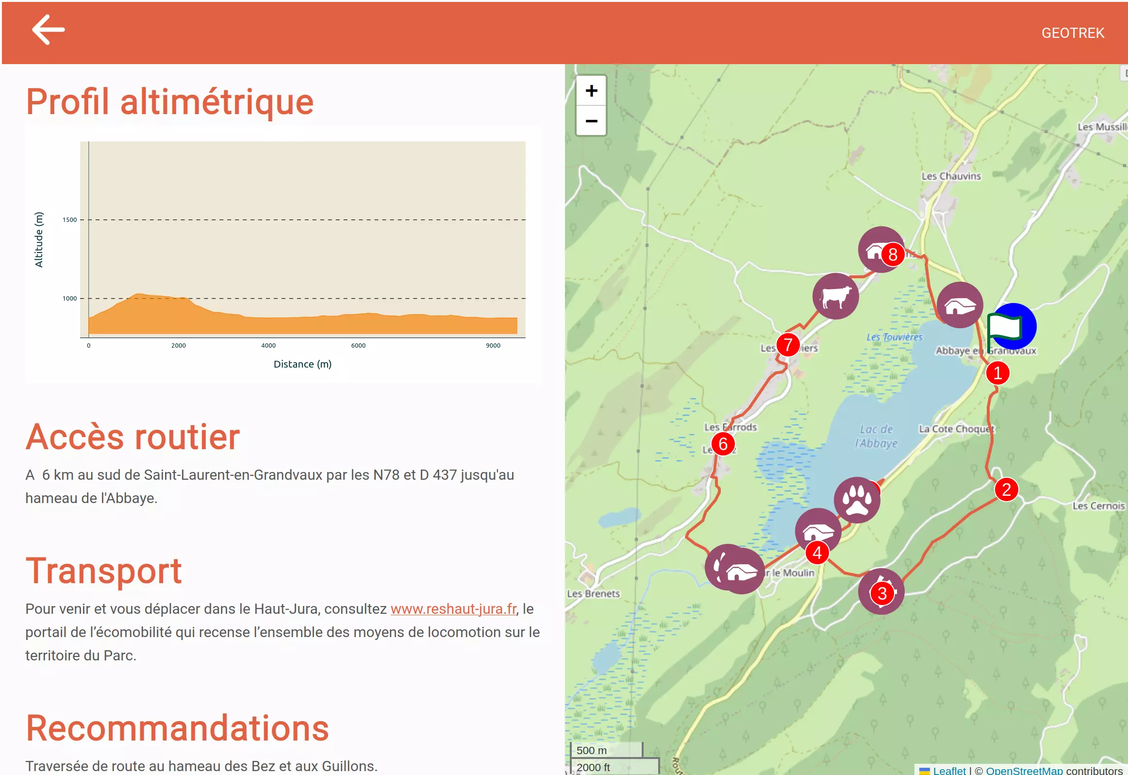 Vue détail widget Geotrek