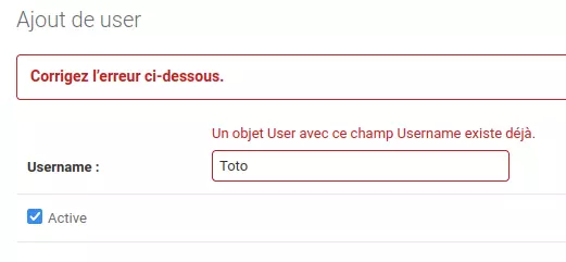 Validation de la contrainte unique