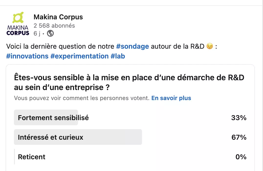 Sondage R&D Question 6 Linkedin 