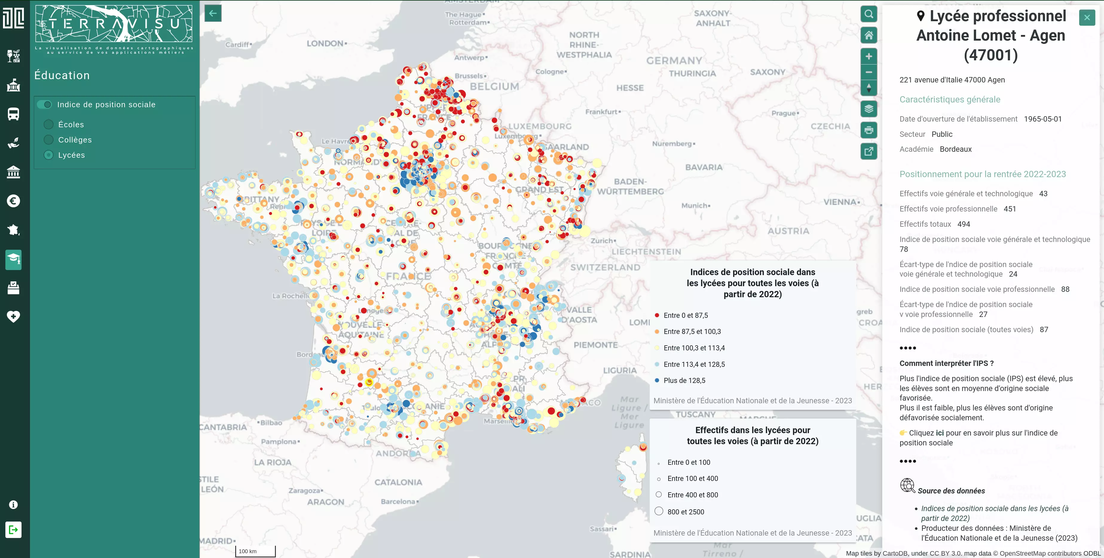 Indices de position sociale dans les lycées pour toutes les voies à partir de 2022