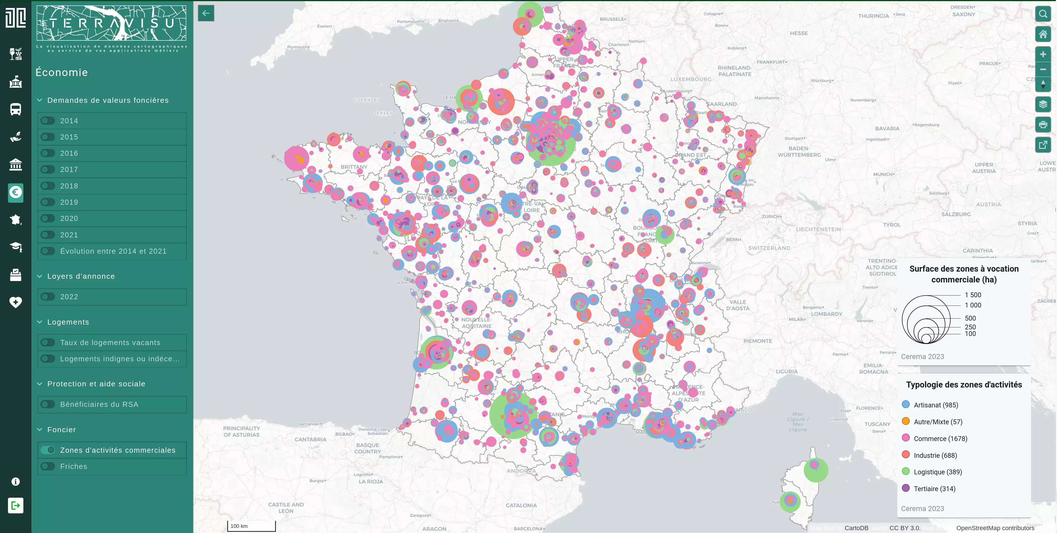 Zones à vocation commerciales en 2023