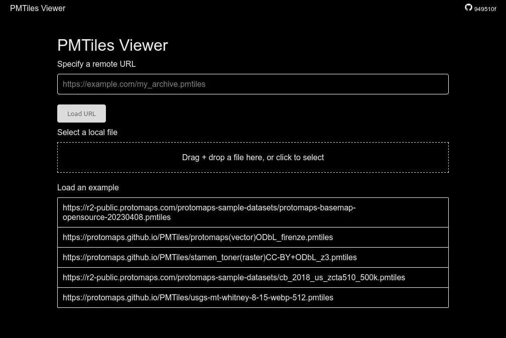 Capture d'écran de PMTiles Viewer