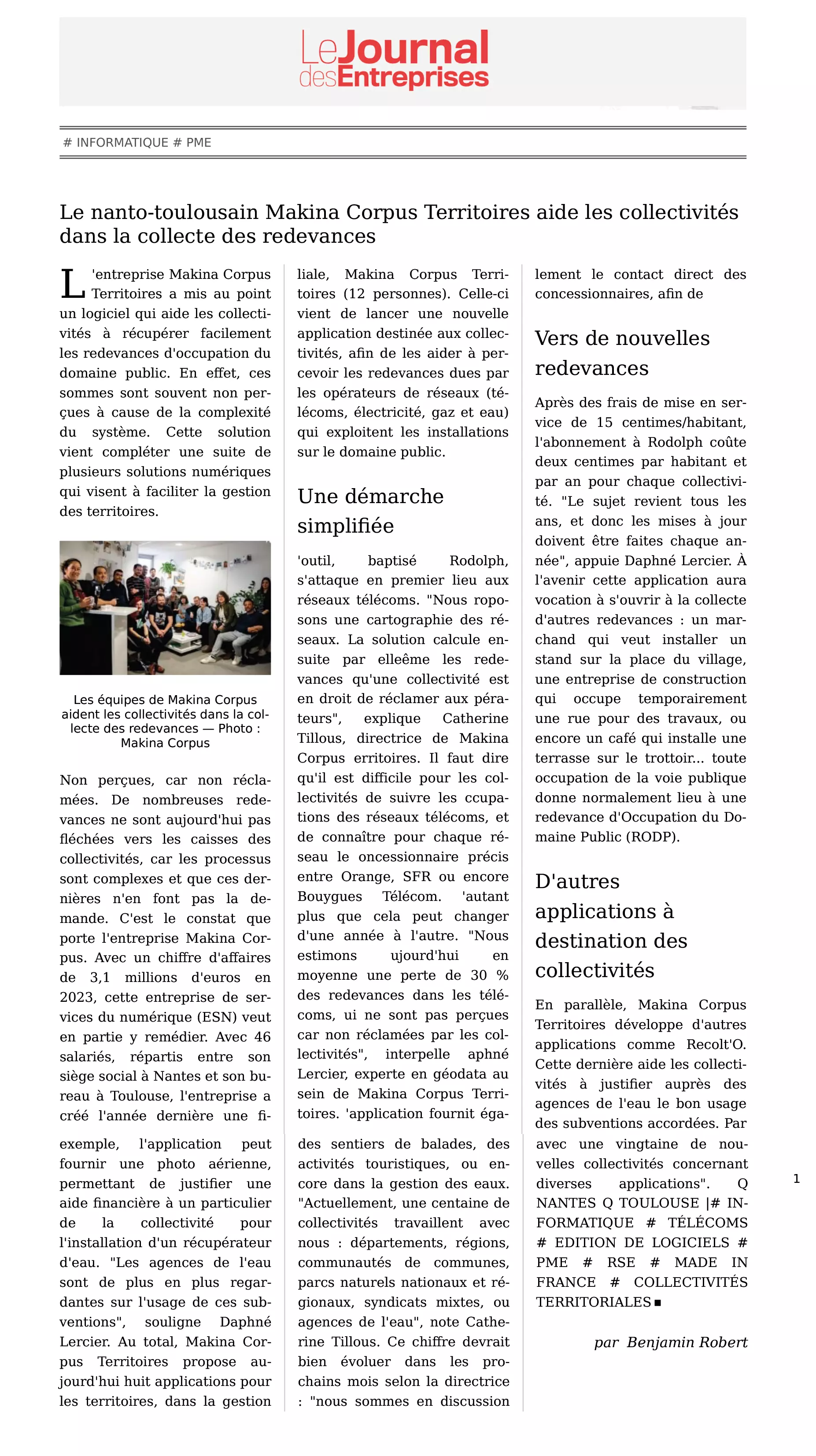 RP RODolPh Journal des Entreprises