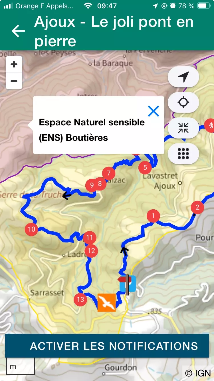 Geotrek-Mobile : Affichage de la zone au clic