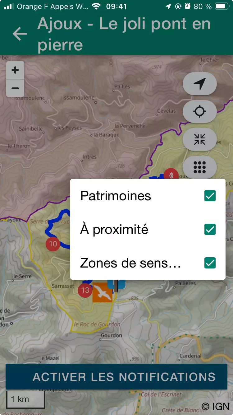 Geotrek-Mobile : affichage zones sensibles sur une carte