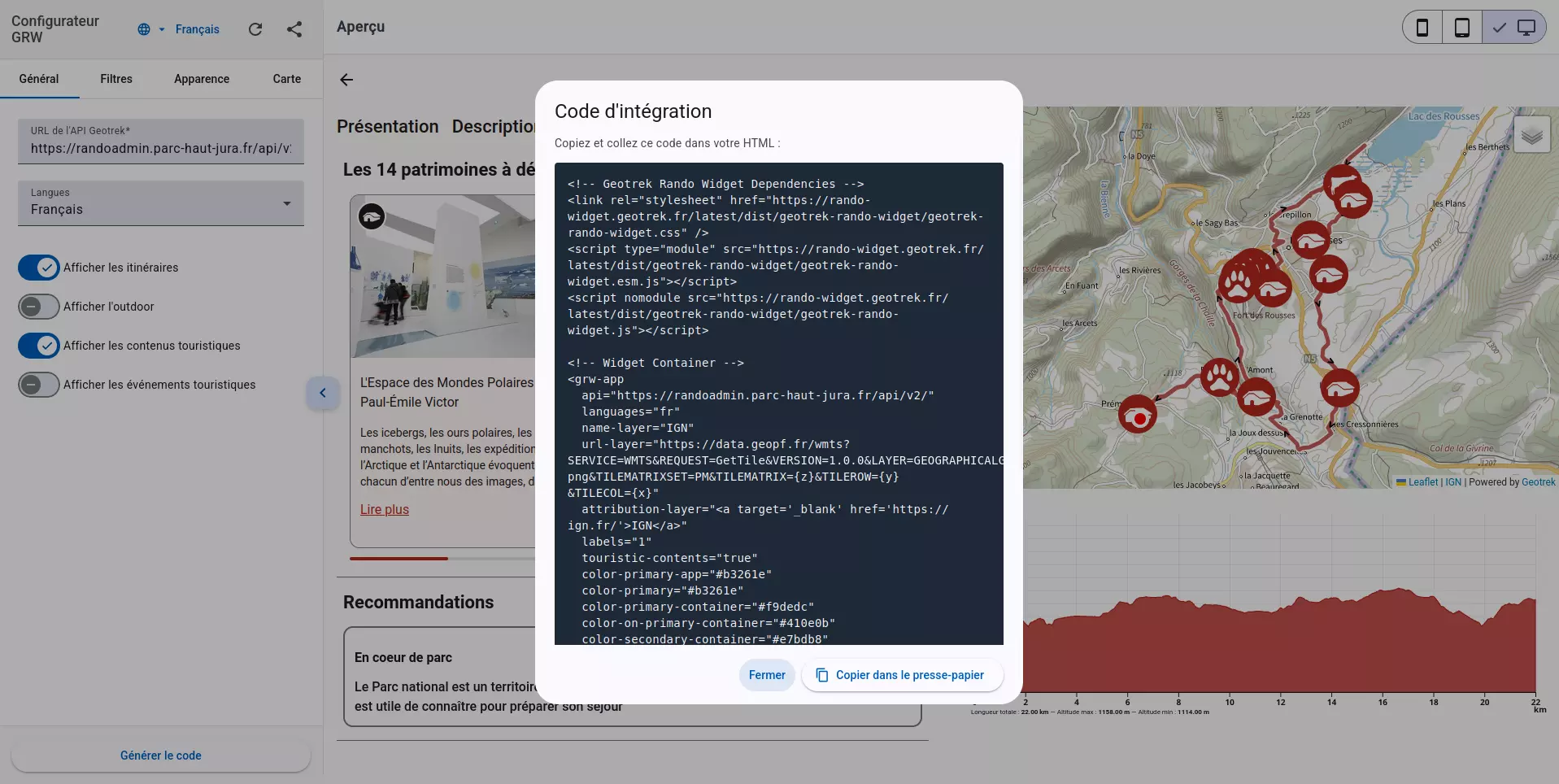 Geotrek widget builder code