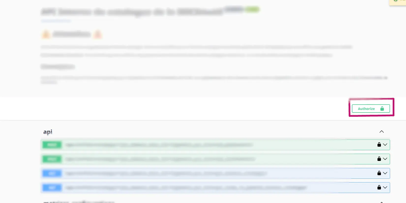 Page d'accueil swagger